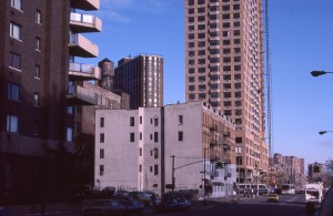 Looking up York Ave from E. 90th St., NYC, January 1985                